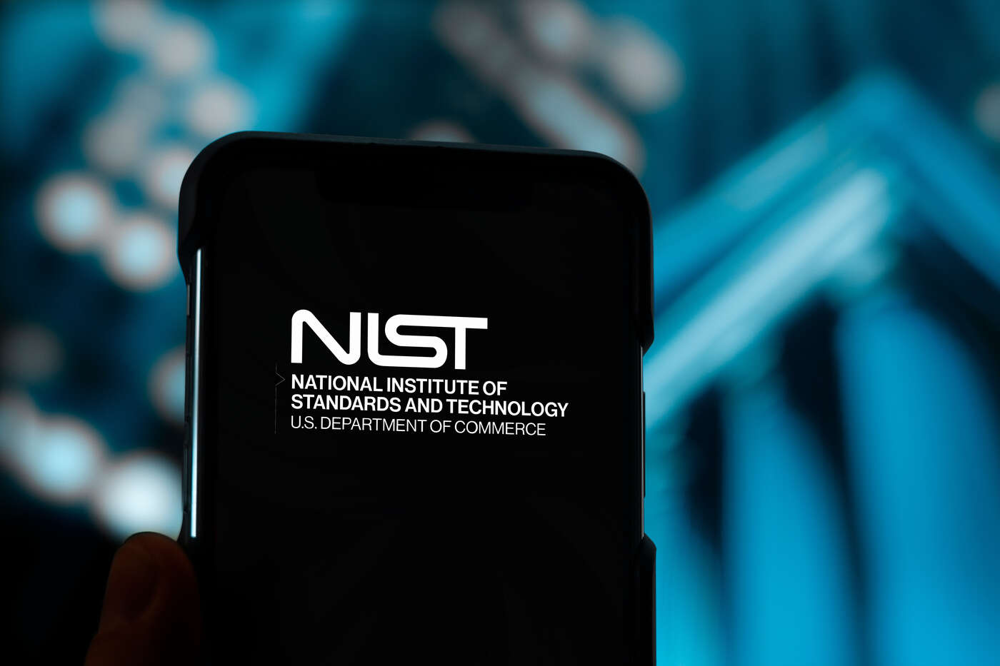 Phone screen showing NIST logo
